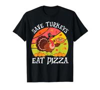 Turquie Funny Thanksgiving Save Turkey Eat Pizza Italian T-Shirt Graphique avec Valeur