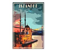 Turquie Istanbul Affiche de voyage vintage horizon Poster décoratif moderne sur toile pour chambre à coucher