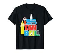 Turquie Istanbul City of Cats Lettrage coloré Tour de Galata T-Shirt