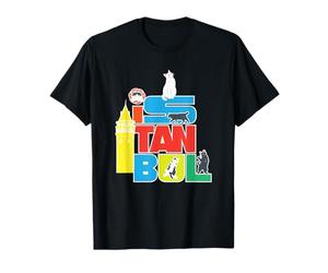 Turquie Istanbul City of Cats Lettrage coloré Tour de Galata T-Shirt