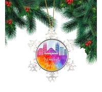 Turquie Istanbul Décorations de flocon de neige Peinture à l'huile Paysage urbain abstrait Cadre de Noël Ornement de Noël Décoration d'arbre de Noël Paysage de rue Monuments de voyage Souvenir de Noël