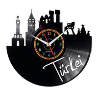 Turquie Türkei Horloge murale décorative moderne en vinyle avec motif paysage turc idéal pour les voyageurs W0535