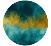 Turquoise Antidérapant Tapis Rond 150 cm, Impressionnisme Texture Grunge Lavable en Machine Tapis Rond, Moquette de Salon et Chambre Doux et Confortable, Idéal pour Intérieurs décoration