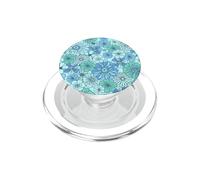 Turquoise Blue Floral Groovy Flower Hippie Aesthetic PopSockets PopGrip pour MagSafe