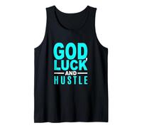 Turquoise Color God, Luck and Hustle Turquoise Graphic Débardeur