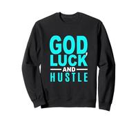 Turquoise Color God, Luck and Hustle Turquoise Graphic Sweatshirt
