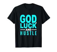 Turquoise Color God, Luck and Hustle Turquoise Graphic T-Shirt