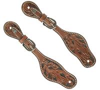 Turquoise Cross 45-0421 Weaver Leather Sangles d'éperons sculptées pour Femme Motif Floral, châtaigne, Ladies