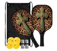 Turquoise Cross Cheetah Prints Spin Carbon Pickleball Paddle | ensemble de palas de pickleball pour adultes hommes femmes