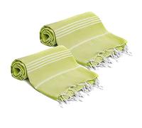 Turquoise Home, Grande Serviette de Plage 100% Coton - Douce et Durable, Drap de Plage Idéale pour Sauna, Spa, Yoga et Piscine, Vert (2 Unités), 100x180 cm