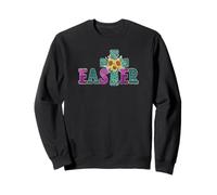Turquoise Leopard Easter Cross for Christian Sunflower Mom Sweatshirt