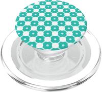 Turquoise Marine Circles Dots Bubbles Retro Pattern PopSockets PopGrip pour MagSafe