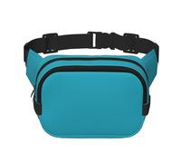 Turquoisegreen Sac banane carré double couche avec impression intégrale, tissu sergé durable, sac banane multi-poches pour sports de plein air voyage