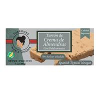 Turrón Jijona Sans Sucres Ajoutés 150 g - Maria Simona | Nougat Mou Espagnol IGP | 64% Amandes Grillées | Sans Gluten | Recette Traditionnelle | Idéal Noël & Cadeaux Gourmets