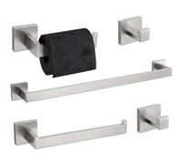 TURS Crochet Mural de Salle de Bains 3/4/5 Pièces 304 Moderne Porte Serviette Peignoir de Salle de Bain Mat et Or brossé Porte-Serviettes Mural de Papier Toilette (Global 5-Piece Set)