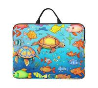 Turtle And Fish Sac pour ordinateur portable 14" avec doublure antichoc et design portable, adapté pour un usage professionnel et quotidien.