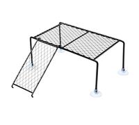 Turtle Basking Dock - Suction Cup Floating Rest Platforms for Reptile Tank | Acrylic Resin Base, Grip Pads, Climbing Ramp Habitat for Terrapin Salamander Crab Tortoise Aquarium Indoor Outdoor Setup