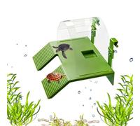 Turtle Basking - Double échelle d'escalade, boîte d'alimentation intégrée | Jetée inclinée pour reptiles, rampes de terrarium aquatiques flottantes pour grenouilles, tritons, salamandres, petits