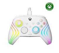 Turtle Beach Afterglow Wave Controller Blanc Manette de jeu RGB filaire - Licence pour Xbox Series XS, Xbox One et Windows - Boutons programmables, gachettes à effet Hall, commandes audio