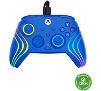 Turtle Beach Afterglow Wave Controller Bleu Manette de jeu RGB filaire - Licence pour Xbox Series XS, Xbox One et Windows - Boutons programmables, gachettes à effet Hall, commandes audio
