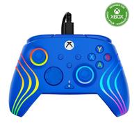 Turtle Beach Afterglow Wave Controller Bleu Manette de jeu RGB filaire - Licence pour Xbox Series XS, Xbox One et Windows - Boutons programmables, gachettes à effet Hall, commandes audio