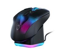 Turtle Beach Kone XP Air - Souris gaming RGB ergonomique, personnalisable et sans fil, Bluetooth, capteur optique 19 000 DPI, autonomie de batterie de 100 heures, station de charge, 29 entrées programmables, éclairage AIMO RGB, molette 4D Noir