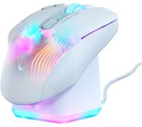 Turtle Beach Kone XP Air - Souris gaming RGB ergonomique, personnalisable et sans fil, Bluetooth, capteur optique 19 000 DPI, autonomie de batterie de 100 heures, station de charge, 29 entrées programmables, éclairage AIMO RGB, molette 4D Blanc