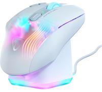 Turtle Beach Kone XP Air - Souris gaming RGB ergonomique, personnalisable et sans fil, Bluetooth, capteur optique 19 000 DPI, autonomie de batterie de 100 heures, station de charge, 29 entrées programmables, éclairage AIMO RGB, molette 4D Blanc