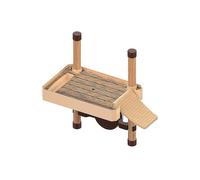 Turtle drying platform, automatic floating turtle dock with ramp, semi-aquatic aquarium decoration, small (1 piece, wood color)