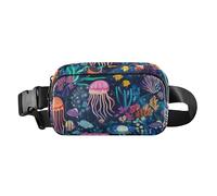 Turtle Fish Cartoon Ocean Sac banane élégant pour homme et femme Petit sac à bandoulière avec sangle réglable pour cyclisme, randonnée, gym, tortue poisson dessin animé océan, 1 size