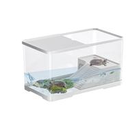 Turtle Habitat-Aquarium Du Réservoir Se Prélasser, Clôture Reptile Semi-aquatique | Habitat En Verre De Base Profonde Avec Rampe De Montée, Zone De Vision Sécurisée Pour Crabes De Crevettes Ermite Tar