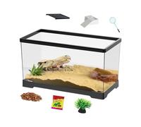 Turtle Habitat Aquarium Kit - Kit de démarrage pour aquarium araignée, habitat avec drainage par le bas, aquarium à usage domestique avec drainage, réservoir amphibien pour grenouilles, crabes
