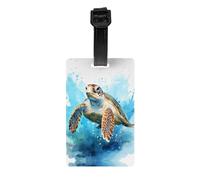 Turtle in The Blue Ocean Étiquettes à bagages avec housse de protection de l'intimité pour voyage, sac, sac à dos - Couleurs vives faciles à identifier