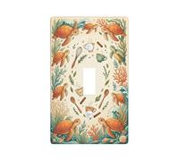 Turtle Kitchen Plaque de protection pour interrupteur simple en forme de tasse de thé corail turquoise en plastique taille standard pour chambre à coucher, salle de bain, entrée (simple)