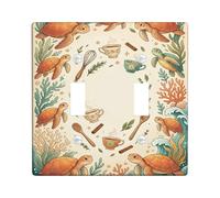 Turtle Kitchen Plaque murale décorative en plastique turquoise pour double interrupteur, tasse à thé en corail fantaisie, taille standard, pour maison, salon, nouvel appartement