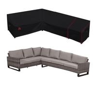 Turtle Life Housse de canapé de jardin forme de L - Imperméable - Pour canapé d'angle - Noir - 228 cm + 300 cm (droite)