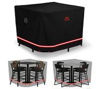 Turtle Life Housse de protection pour meubles de jardin pour table et chaises, réglable, carrée, étanche à l'eau et au vent, housse de protection avec évents pour meubles de jardin, Noir, 150 x 150 x