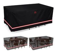 Turtle Life Housse de protection pour meubles de jardin - Rectangulaire - Imperméable - Coupe-vent - Oxford - Avec fentes d'aération - Noir - 183 x 122 x 74 cm