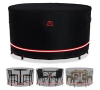 Turtle Life Housse de Protection pour Table et chaises Rondes, Durable, résistante à l'eau, pour Meubles d'extérieur et d'intérieur avec Grille d'aération améliorée, Noire, diamètre250x95cm