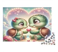 Turtle Love 1000 Pieces for Adults Teens: Cute Turtle Couple with Heart Premium Recycled Board Great Gift Idea 38x26cm/1000pcs