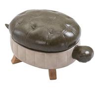 Turtle Ottoman, repose-pieds rembourré en cuir synthétique, repose-pieds en bois pour salon et chambre à coucher