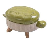 Turtle Ottoman, repose-pieds rembourré en cuir synthétique, repose-pieds en bois pour salon et chambre à coucher