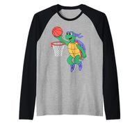 Turtle Playing Sports Wild Animal Turtles Basketball Manche Raglan