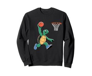 Turtle Playing Sports Wild Animal Turtles Basketball Sweatshirt