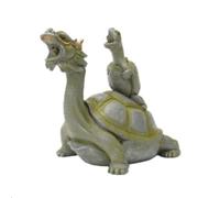 Turtle Pond Fountains with Water Pump, Water Spraying Turtle, Double Water Spout Design, Automatic Circulation Water Landscaping for Balcony, Courtyard and Home(Green)