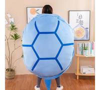 Turtle Power Shell Coussin géant portable en forme de coquille de tortue - Jouet en peluche amusant pour enfants et adultes (bleu, 120 cm)