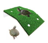 Turtle Ramp for Aquarium - Acrylic Grass Compact Size | Multipurpose Turtle Tank Basking, Tortoise Climbing Ramp | Habitat Decoration for Turtles and Aquatic Animals Tank Use