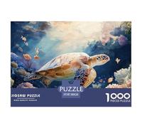 Turtle Swimming in Deep Ocean 1000 Pièces Carton Extra-épais Coffret De Puzzles Ocean Turtle Stimulant Et Éducatif Défi Unique Puzzles pour Adultes Et Enfants 38x26cm/1000pcs