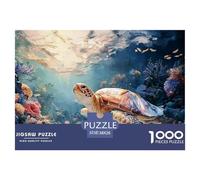 Turtle Swimming in Deep Ocean 1000 Pièces Carton Premium Coffret De Puzzles Ocean Turtle Stimulant Et Éducatif Jeu Créatif Puzzles pour Adultes Et Enfants 38x26cm/1000pcs