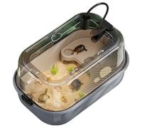 Turtle Tank - Easy Drainage Tank, Turtle Horned Hermit | Turtle Aquarium with Basking, Ramp, Easy Drainage, Strip Patch Thermometer, for Small Turtles, Strip Patch Thermometer